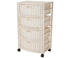 Oriental Möbel 73,7 cm natur Faser Kommode 4 Schubladen weiß