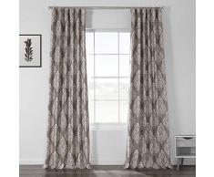 HPD BOCH-DLN193A-108 Istanbul Vorhänge, Bedruckt, Leinen, strukturiert, 50 x 108 cm, Taupe