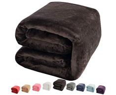 Shilucheng Fleecedecke Super Weich und warm Fuzzy Plüsch leicht Schlafcouch Decken King/Queen/Twin/Überwurf/Reisegröße, Polyester-Mischgewebe, Coffee, Twin (90-Inch-by-65-Inch)