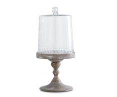 K&K Interiors 15192B Tortenständer aus Holz mit hohem geriffeltem Glasdeckel, 22,9 cm