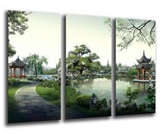 Wandbild - Landschaftssee-Pagode, China, 97 x 62 cm, Holzdruck - XXL Format - Kunstdruck, ref.26090