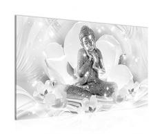 Bilder Buddha Feng Shui Wandbild Vlies - Leinwand Bild XXL Format Wandbilder Wohnzimmer Wohnung Deko Kunstdrucke Grau 1 Teilig - MADE IN GERMANY - Fertig zum Aufhängen 016414c