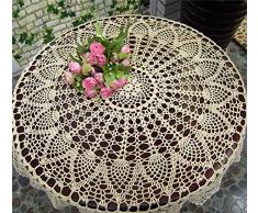 Makramee creme Crochet rund Tischdecken, handgefertigt Spitze Tischdecke für Home Tee Tisch, Küche, Esszimmer, Party, Hochzeit Dekoration (hzq-06-c-us), cremefarben, 80cm / 31.5