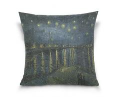 Hokkien Blue Viper Van Gogh Malerei Selbstportraiter mit Strohhut Dekorative quadratische Kissenhülle für Sofa Schlafzimmer Auto Doppelseitiges Design 40,6 x 40,6 cm Art Deco 18 x 18 Multi