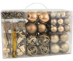 Brubaker 102 Pack Sortiert Christmas Ball Ornaments – – mit Grün und Weihnachtsbaumspitze, bruchfest – Designed in Germany Modern Champagnerfarben