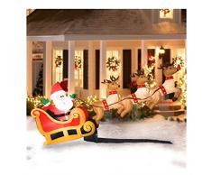Gemmy Weihnachtsmann Schlitten mit 3 Rentiern aufblasbar 3 m breit