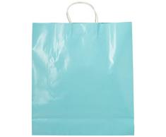 Cindus Geschenktüten mit Ton beschichtet, 33 x 38 x 15 cm, 12 Stück Babyblau