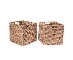 Villacera 30,5 cm quadratische, handgefertigte, gedrehte Weidenkorb, faltbare Körbe aus Wasserhyazinthe | 2er-Set