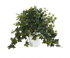 Nearly Natural Fast Natur Puff Ivy Kunstpflanze in weiß Tower Vase, grün
