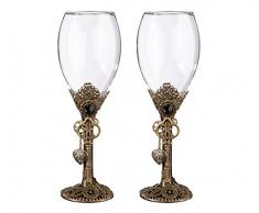 Lillian Rose G270 12oz Antik Bronze & Clear Steampunk Wein Glas Set