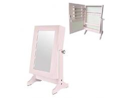 Dcasa Schmuckkästchen Spiegel Schmuckorganizer für Schrank Aufbewahrung von festlichen Dekorationen für Zuhause Unisex Erwachsene Rosa (Rosa)