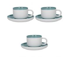 La Cafetiere 5251479 La Cafetière Barcelona Teetasse und Untertasse, Retroblau, 3 Stück