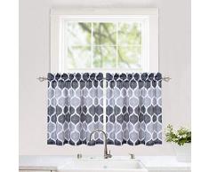 Haperlare 3-teiliges marokkanisches Küchen-Vorhang-Set, Küchen-Vorhänge und Volant für Café, Badezimmer, Spalier Design, Wohnzimmer-Vorhang-Sets, Polyester, Gray/Silver, Tiers| 24 L