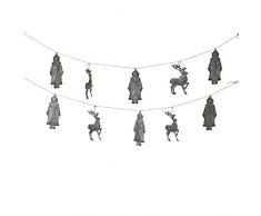 KIG Exclusives Weihnachtsgirlande, verzinktes Metall, Weihnachtsmann und Rentier, 198 cm