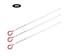 Fdit Grillspieße aus Edelstahl, mit Verbrühungsschutz, Grillgabel, Grillspieß für draußen, Camping, Grill, 3 Stück rot