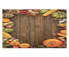 Lunarable Thanksgiving Fußmatte, organische Herbstfrüchte und Gourds auf einem rustikalen Holztisch Cornucopia, dekorative Polyester-Bodenmatte mit rutschfester Rückseite, 76,2 x 45,7 cm, Braun / mehrfarbig