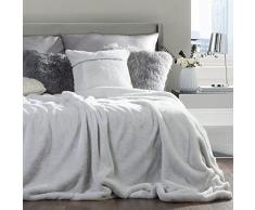 Eurofirany Kuscheldecke Tagesdecke Decke Plüschdecke Flauschig Bettüberwurf Warm Weich Zweiseitig Überwurf Felloptik Fellimitat Schlafzimmer Wohnzimmer Kinderzimmer, Silber, 170X200cm