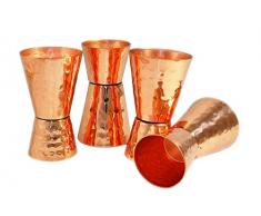 PARIJAT HANDICRAFT parijat und reines Kupfer Hammered Finish, Jigger Schnapsgläser mit jiggers – 2oz/1OZ. braun