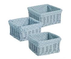 Dcasa Set 3 Rattan Quadrate Körbe Geschenkkörbe Möbel Aufkleber Home Deko Unisex Erwachsene Blau (blau)