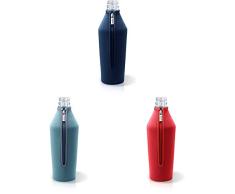 MySodapop BottleShirt Schutzhülle für Glaskaraffe Wassersprudler Zubehör, Glasflaschenschutz aus Neopren mit Dunkelblau, Rot, Hellblau