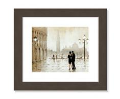 Casa Fine Arts Kunstdruck Night Out, Romantisches Paar, europäische Landschaft, 35,6 x 30,5 cm, gebürsteter Rahmen