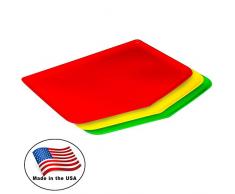 Hacken Keeper Schneidebrett Tablett mit Rand und easy-guide Trichter, rot, grün und gelb, 3er Pack – Argee rg909/3