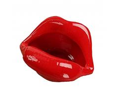 Wang-Data Creative Keramik Zigarette Aschenbecher mit Lippen Style Fashion Home Dekorationen (Licht Rot)