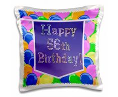 3dRose Luftballons mit Lila Banner Happy 56TH Geburtstag – Kissen Fall, 16 von 16 Zoll (PC 174834 _ 1)