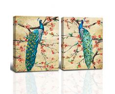 A CUP OF TEA Eine Tasse Tee, modernes Kunstwerk für Zuhause, Wohnzimmer, Büro, Wanddekoration, gerahmt 12 x 16 Inch Peacock 12x16inchx2pcs