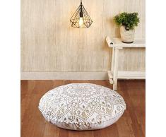 Populäre Handwerk Große Hippie Mandala Chakra Ombre Bodenkissenbezug – Kissenbezug – Pouf Überzug rund Bohemian Yoga Decor Bodenkissenhülle – 81,3 cm Gold