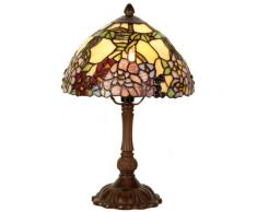 Lumilamp 5LL-1103 Tischleuchte Nachttischlampe Tiffany Stil Blumenmotiv Mehrfarbig Ø 22 * 32 cm 1x E14 max 40w. schreibtischlampe Tiffany Stil dekoratives Buntglas Retro Antik Stil