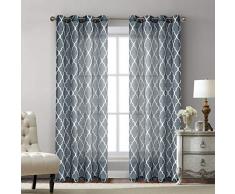 Dreaming Casa Leinenvorhang 2*(52 W x 96 L) Pattern-Grey-Grommet Top-2 Panels