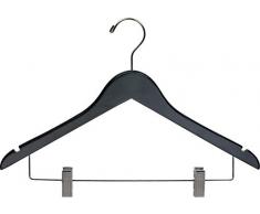 The Great American Hanger Company Kleiderbügel aus Holz, mit verstellbaren Kissen-Clips, platzsparend, flach, 43,2 cm, mit Chrom-Drehhaken und Kerben, 25 Stück