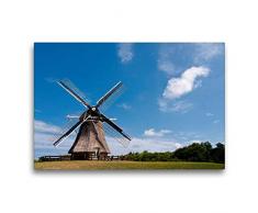 Premium Textil-Leinwand 75 x 50 cm Quer-Format Windmühle in der Nähe von Nes | Wandbild, HD-Bild auf Keilrahmen, Fertigbild auf hochwertigem Vlies, Leinwanddruck von Michael Bücker