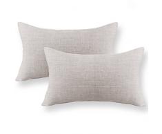 Jeanerlor Home Dekoration Leinenoptik mit Bambus-Textur Euro Überwurf Kissen Sham Kissenbezug für Sofa, Couch, Stuhl, Bett, innen- und. Modern 12＂x20＂,Set of 2 hellgrau
