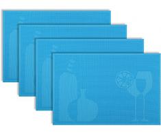 Secret Life(TM Set of 4 Reversible Cocktail Party Theme Woven Dinner Table Placemats Set (4,Blue)
