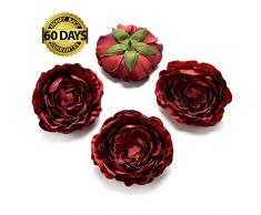 Artificial Flower Künstliche Blume 5 x 9 cm Echt Touch Seide Pfingstrose Blume Kopf Simulation DIY Hochzeit Familie Party Dekoration Clip dunkelrot