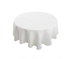 Deconovo Dekorative Jacquard Tischdecke Falten und Wasserabweisend Auslaufsichere Tischdecken Vibrant Waves für rechteckige Tische 54 Inch Round weiß