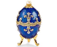 Kubla Crafts Schmuckkästchen Ei emailliert mit österreichischen Kristallen, Höhe 8,9 cm