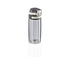 Leifheit Tritanflasche Flip 550ml, 100% dichte Sportflasche, Öffnen mit einer Hand, leichte und bruchsichere Trinkflasche mit Filter für Fruchteinsatz, nachhaltige Wasserflasche, BPA frei, silber