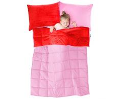 Nestl Bedding Wendedecke aus Plüsch, Mikrofaser/Baumwolle, Kinderdecke, 3-teilig 3PC - 5LB 36x48 Kirschrot/Hellrosa