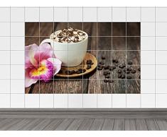 Graz Design 761634_10x10_70 Fliesenaufkleber Fliesentattoo Bad Küche Natur Fliesensticker Kaffee mit Sahne und Schokolade mit Orchidee Fliesengröße 10x10cm (Anzahl Fliesen = 10 breit und 7 hoch)