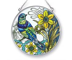 Amia Voliere grün Vogel, handgemaltes Glas Kreis Sonnenfänger, 4–1/5,1 cm, 42437