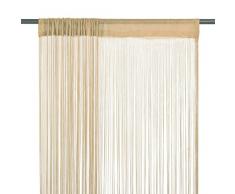vidaXL 132404 2X Fadenvorhang 100x250cm Beige Fadengardine Vorhang Türvorhang Gardine, Gewebe, Beigeä, Größe: 100 x 250 cm (B x H)