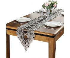 Bettery Home Tischläufer, Spitze, Bestickt, Vintage, für Hochzeit, Party, Esstisch, Tischdekoration, 30,5 x 183 cm, Schwarz 12 x 48
