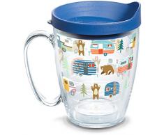 Tervis Isolierbecher mit Wickel und blauem Deckel 16oz Mug farblos