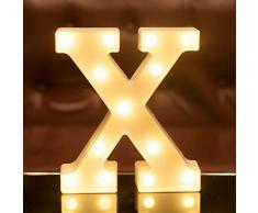 Focux LED Festzelt, Buchstabenbeleuchtung Alphabet beleuchtet Schild für Nachtlicht Zuhause, Party, Geburtstag, Hochzeit, Bar, Dekoration LED Brief, batteriebetrieben, Weihnachtsdekoration, Bar X