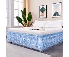 AmHoo Bettrock, mit Spitzenbesatz, einfache Montage an Matratze, 15 Tropfen King blau