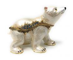 Kubla Crafts Schmuckkästchen Eisbär, emailliert, mit österreichischen Kristallen, 7,6 cm lang