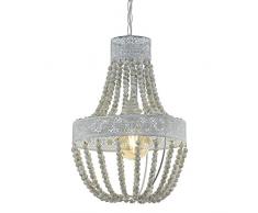 EGLO Pendelleuchte Barnhill 1, 1 flammiger Kronleuchter Vintage, Retro, Shabby Chic, Hängeleuchte Holz und Stahl, Esstischlampe, Wohnzimmerlampe hängend in Grau-Patina, E27 Fassung